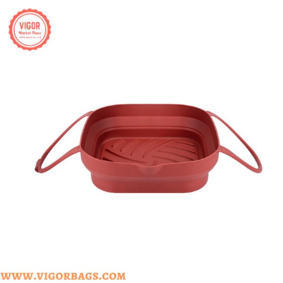 Silicone Non Stick Round Basket with Handles & 8 inch Basket Silicone Mat With H - Picture 10 of 14